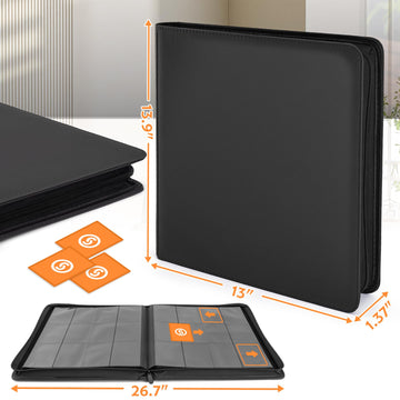 SMYV 12 Pocket Trading Card Binder enhanced PU Cover Card Binder for 720 Cards Ringless Side Loading Card Collection Album Folders for MTG TCG Game Cards & Sports Cards (Black)