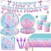 122Pcs Mermaid Birthday Party Supplies Mermaid Party Decorations Set Includes Plates, Napkins, Forks, Cups, Tablecloth, Banner F