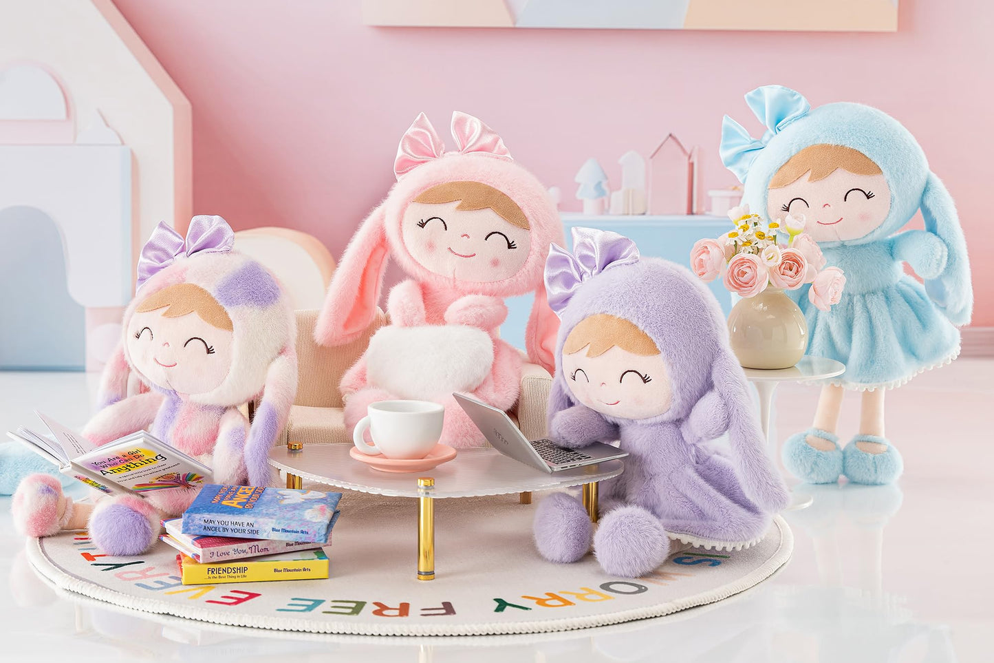 Gloveleya Easter Bunny Gift Baby Girl Gift Plush Bunny Dolls First Baby Doll Toddlers Rabbit Toy Bunny Gifts For Girl Purple 12