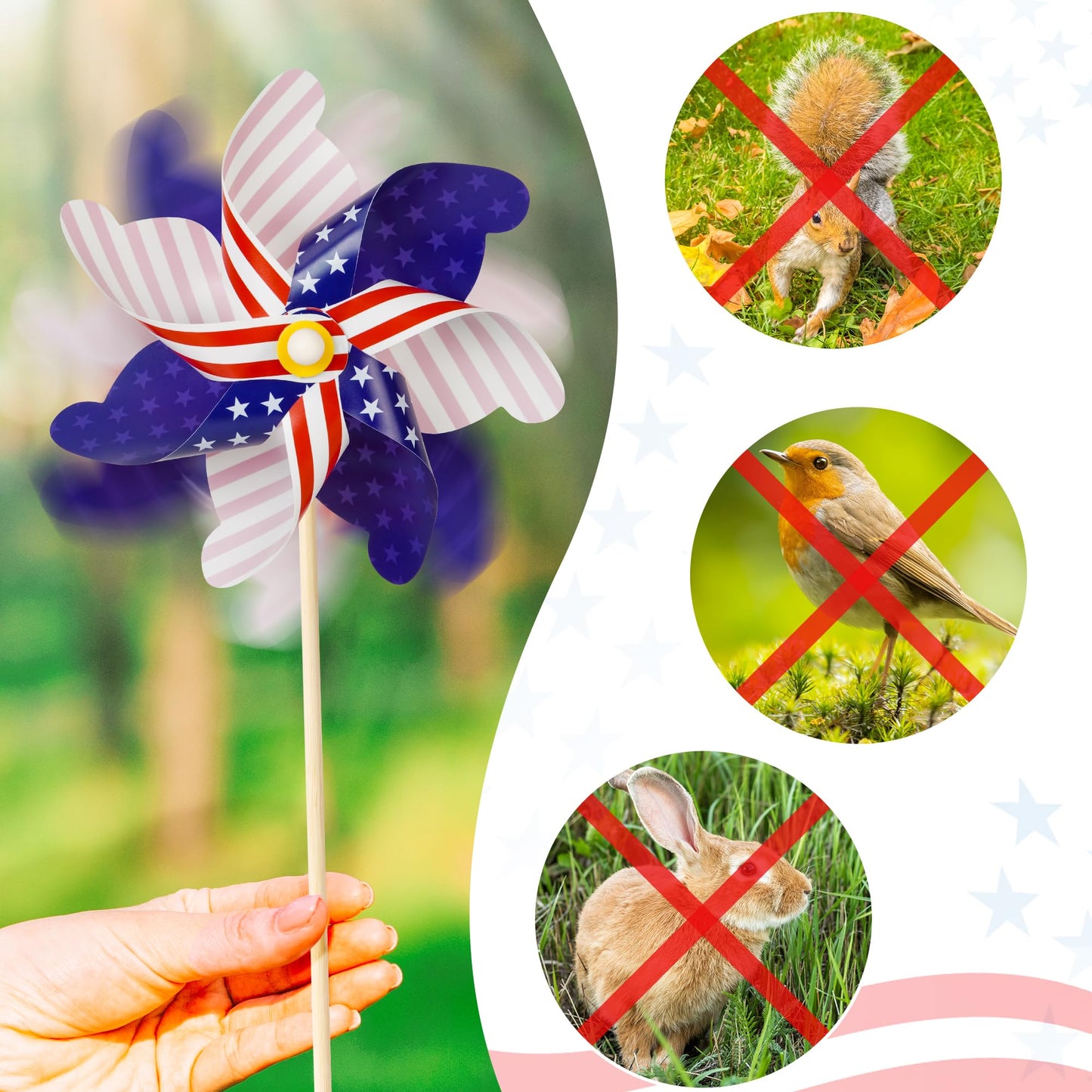 12Pcs American Flag Patriotic Pinwheels Fourth Of July Decor Outdoor, Garden Wind Spinners Patriotic Decor Independence Day Gard