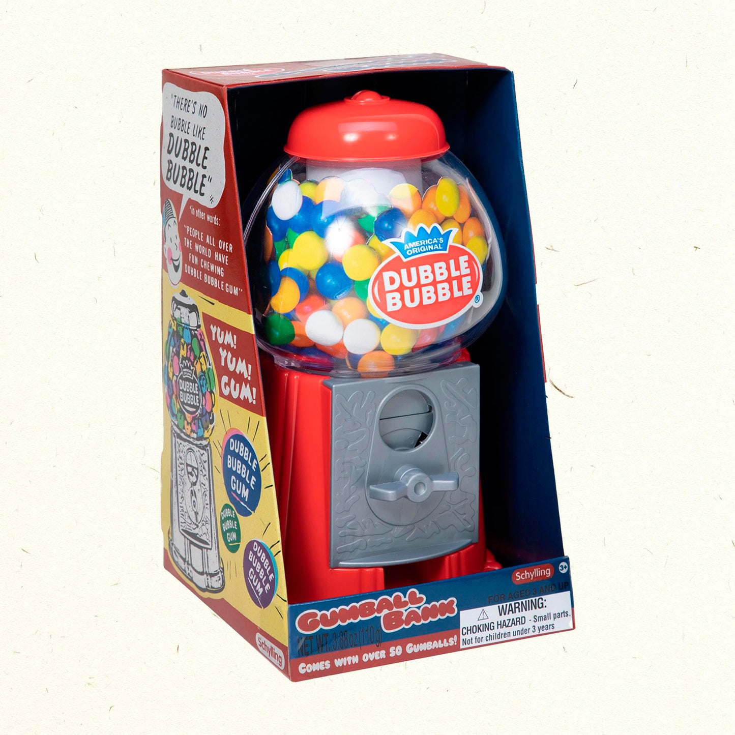 Schylling Brand Classic Retro Gumball Coin Bank - 8.5' Tall - Includes 45 Dubble Bubble Gumballs - Ages 3+