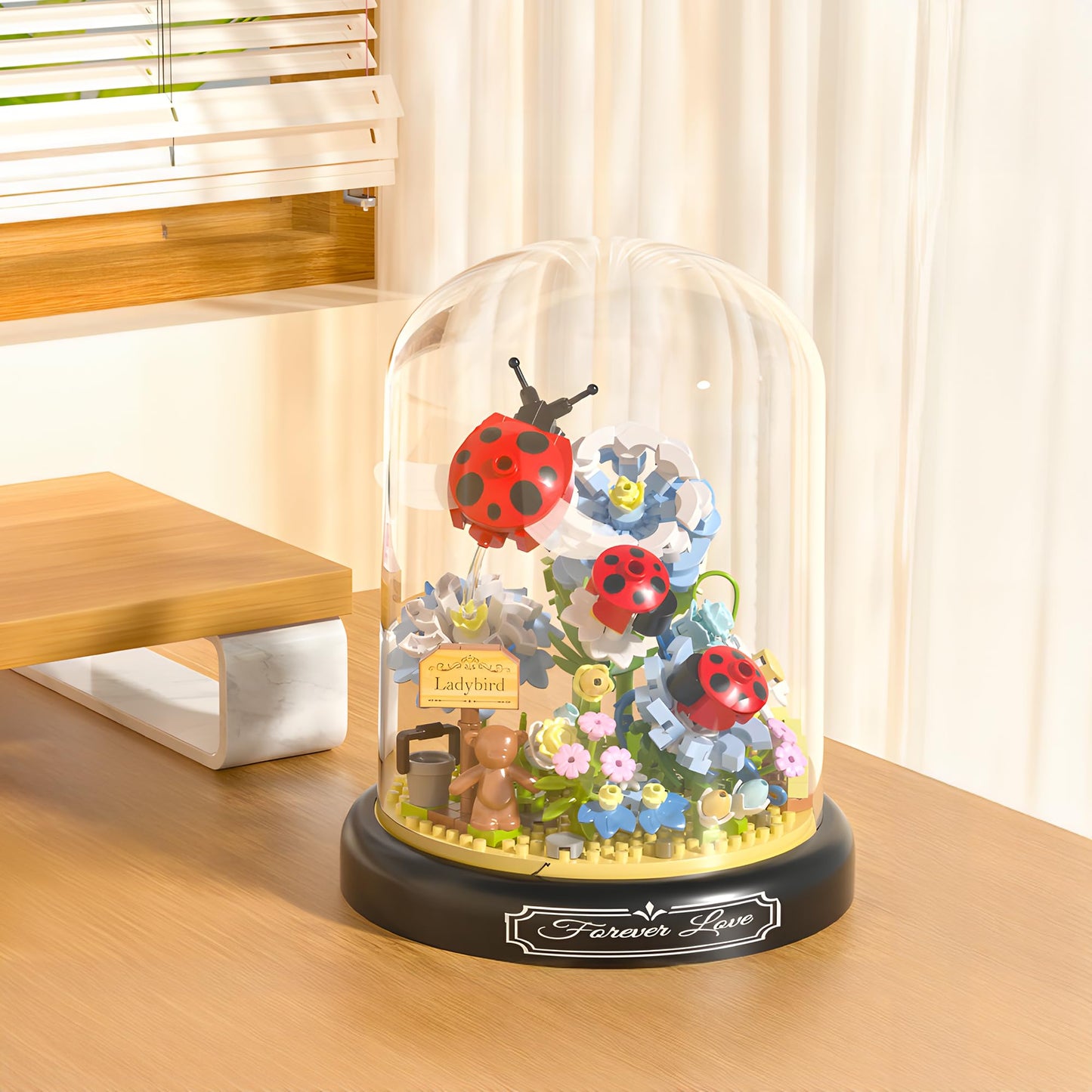 Hi-Reeke Flower Ladybug Bouquet Building Block Set, Micro Mini Botanical Building Toy For Women-596 Pcs