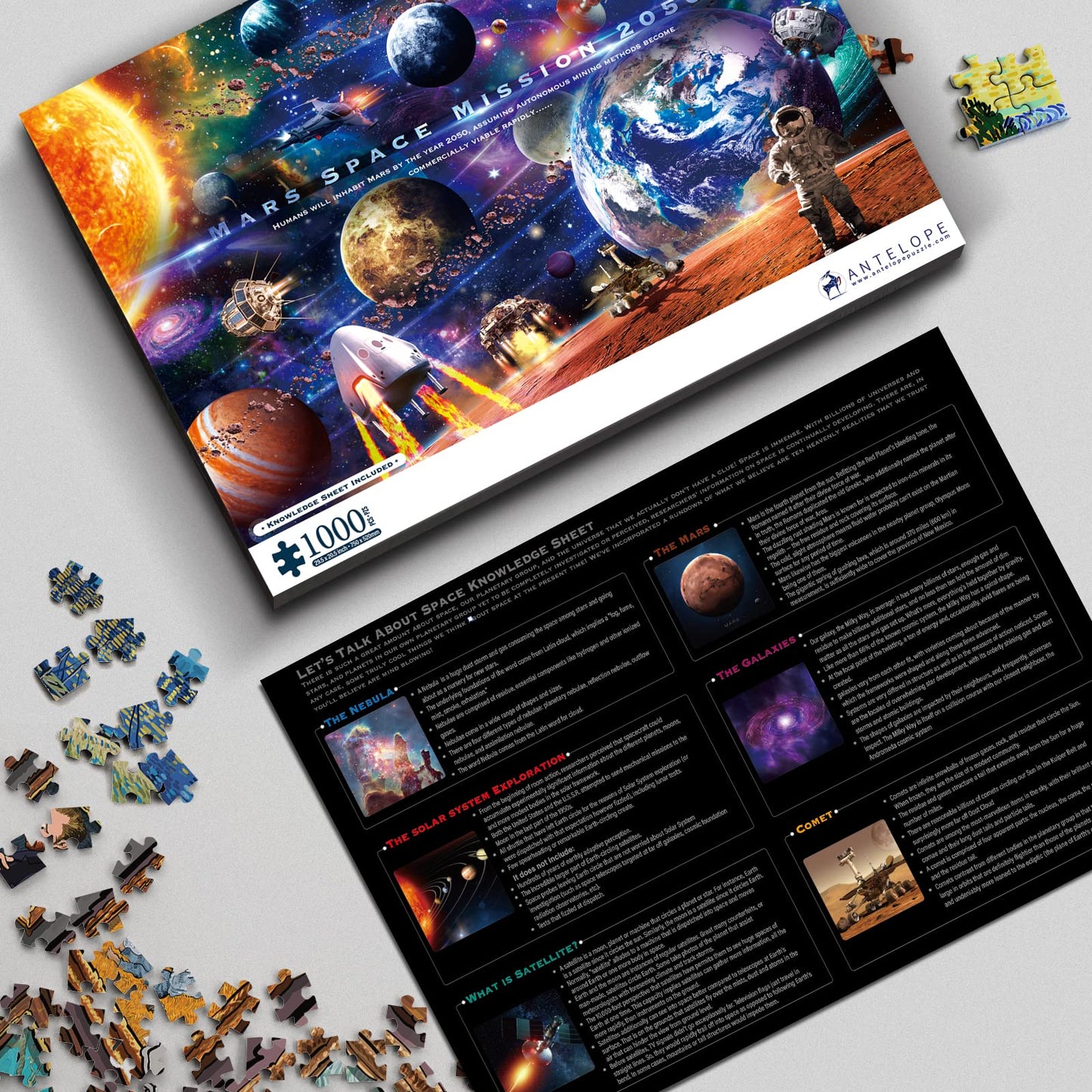Antelope - 1000 Piece Puzzle For Adults, Space Mars Mission Jigsaw Puzzles 1000 Pieces, Solar System Puzzle - 1000 Pieces High Resolution, Matte Finish, Smooth Edging, No Dust Space Puzzle