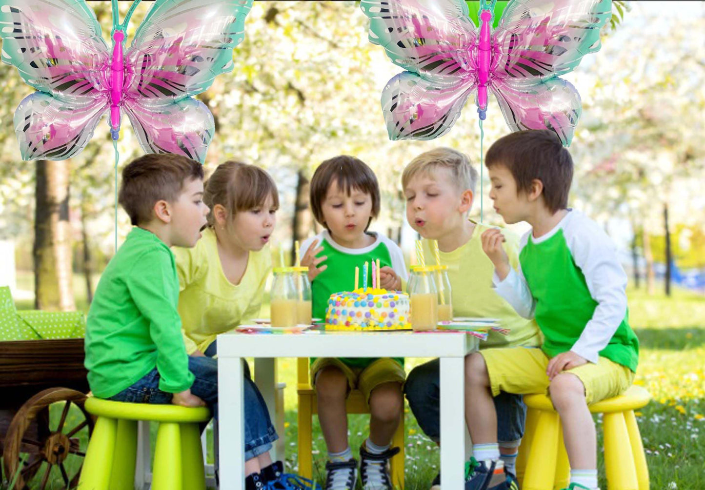 2 Pcs Green Butterfly Balloons Giant Foil Mylar Balloons Butterfly Themed Party Baby Shower Birthday Party Decoration Supplies