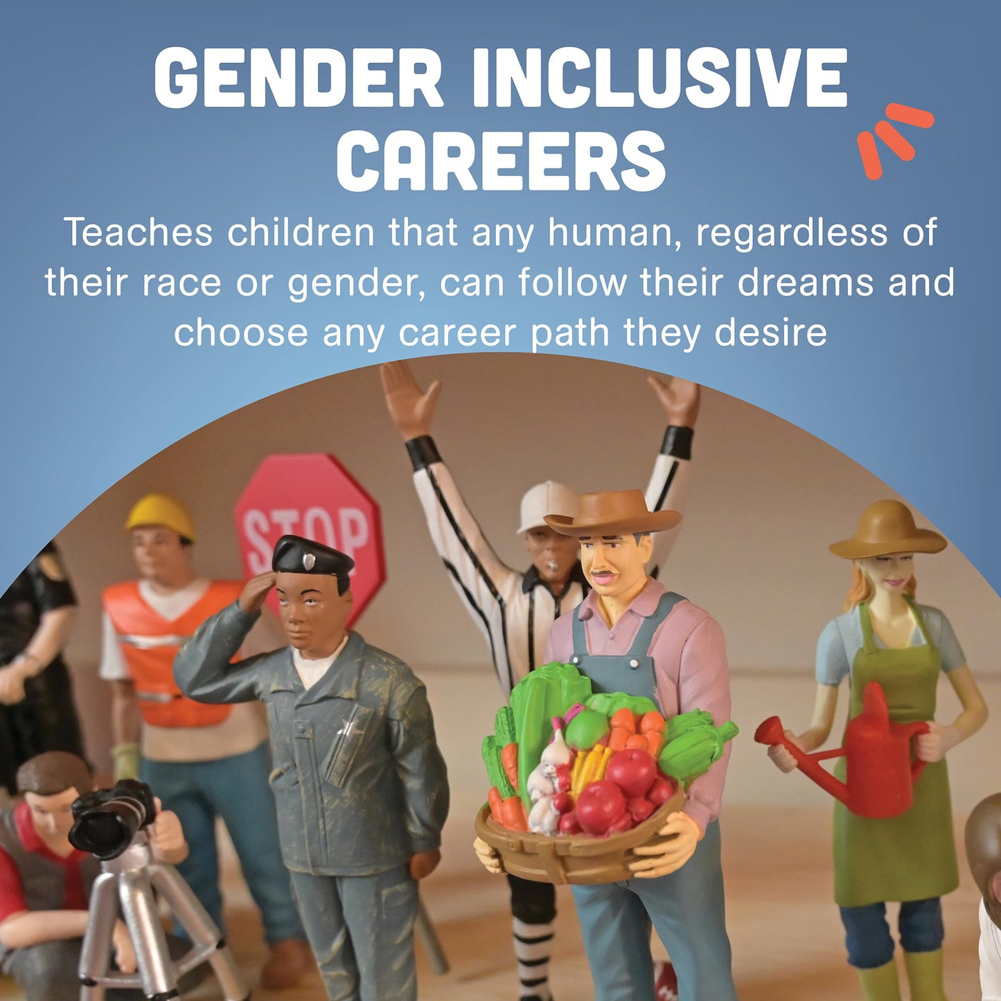 Constructive Playthings Pretend Professionals Career Toy Figure Set For Kids Ages 3+, Set Of 12 Freestanding Inclusive And Diver