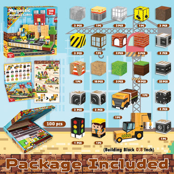 Annexfun Magnetic Blocks-100Pcs Magnetic Building Blocks, Magnetic Blocks Stem Toddler Kids Toys, Construction Toys For Kids Ages 3+, Christmas Birthday Gifts For Boys & Girls