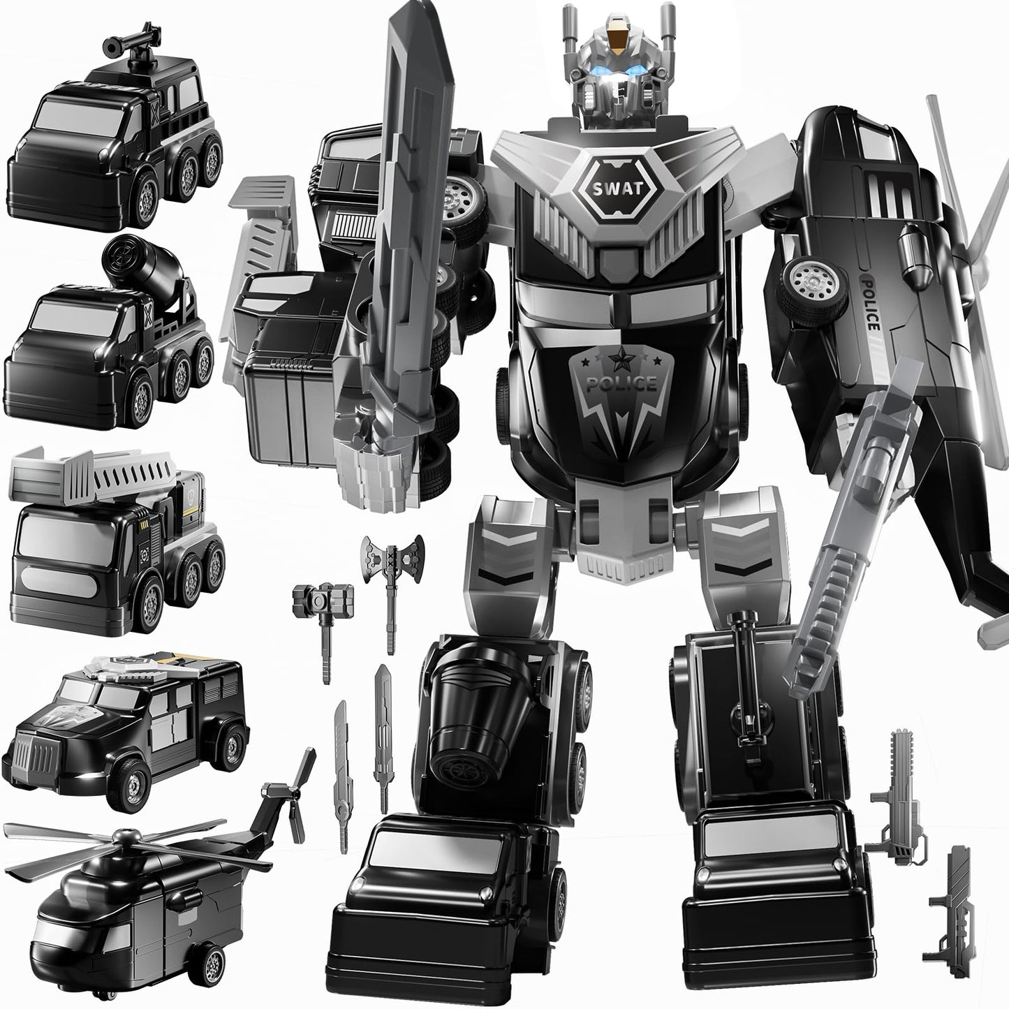 MSKOLER Robot Toys for Kids 3-5 Magnet Transforming Robot 5-in-1 Educational Toys Easy DIY Assembling Vehicle Playsets for Boys
