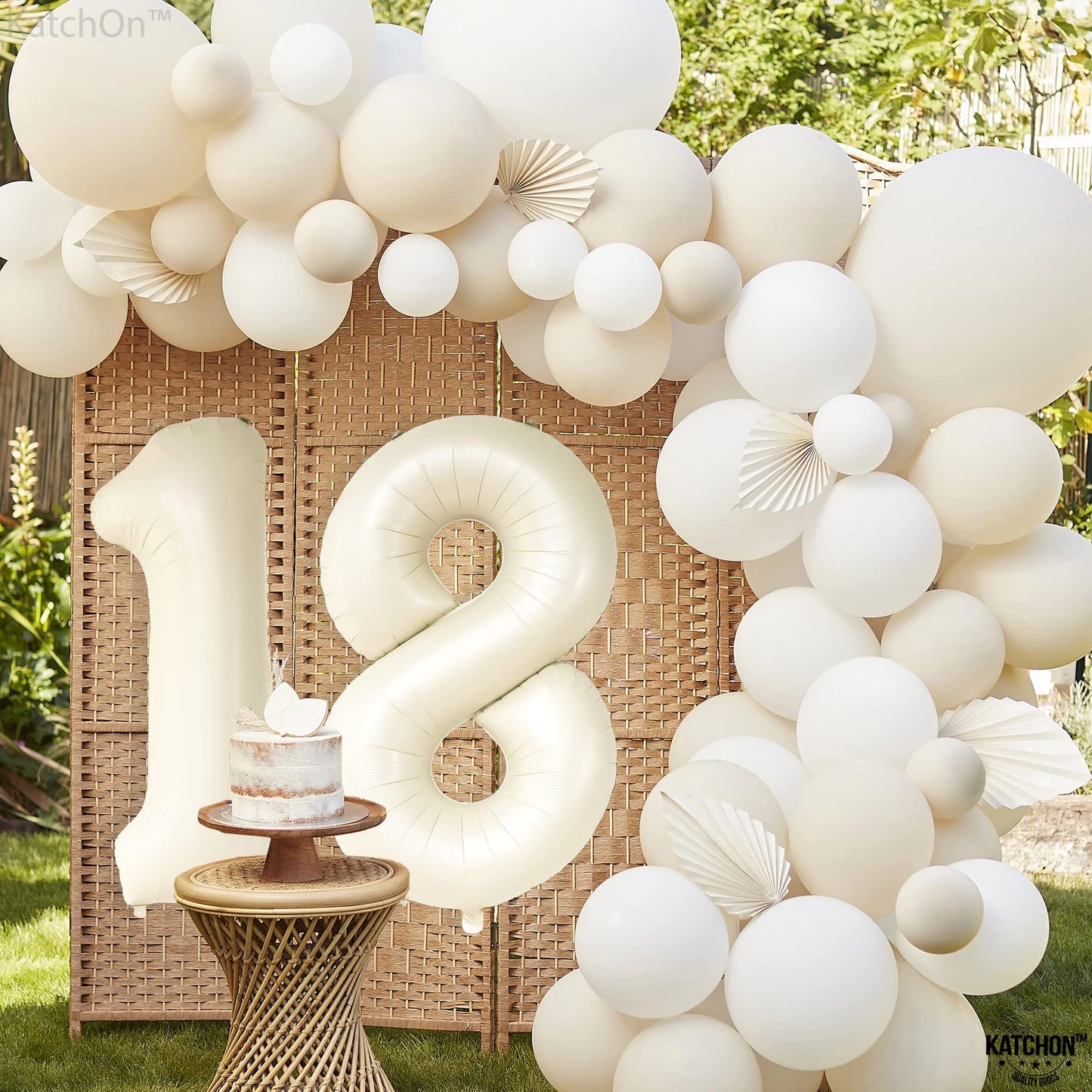 Katchon, Cream White 18 Balloon Numbers - Large, 40 Inch | 18 Balloons, 18Th Birthday Decorations For Girls | 18Th Birthday Balloons | Number 18 Balloons, Anniversary Decorations | White 18 Balloons
