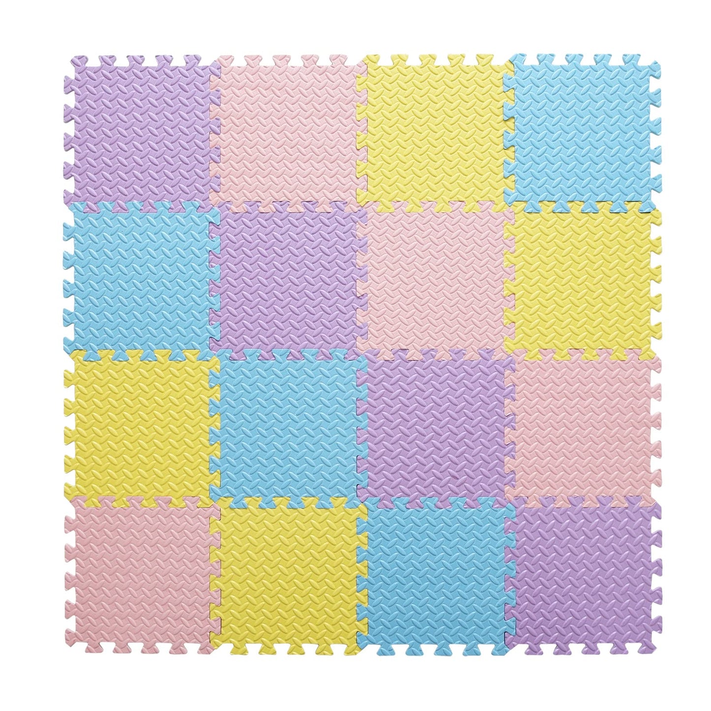 Tamiplay 16Pcs Foam Play Mat, Eva Soft Interlocking Floor Mats, Solid Colored Foam Puzzled Floor Mats, Baby Play Mat Exercise Mats With Storage Bag(Pink/Purple/Yellow/Light Blue)