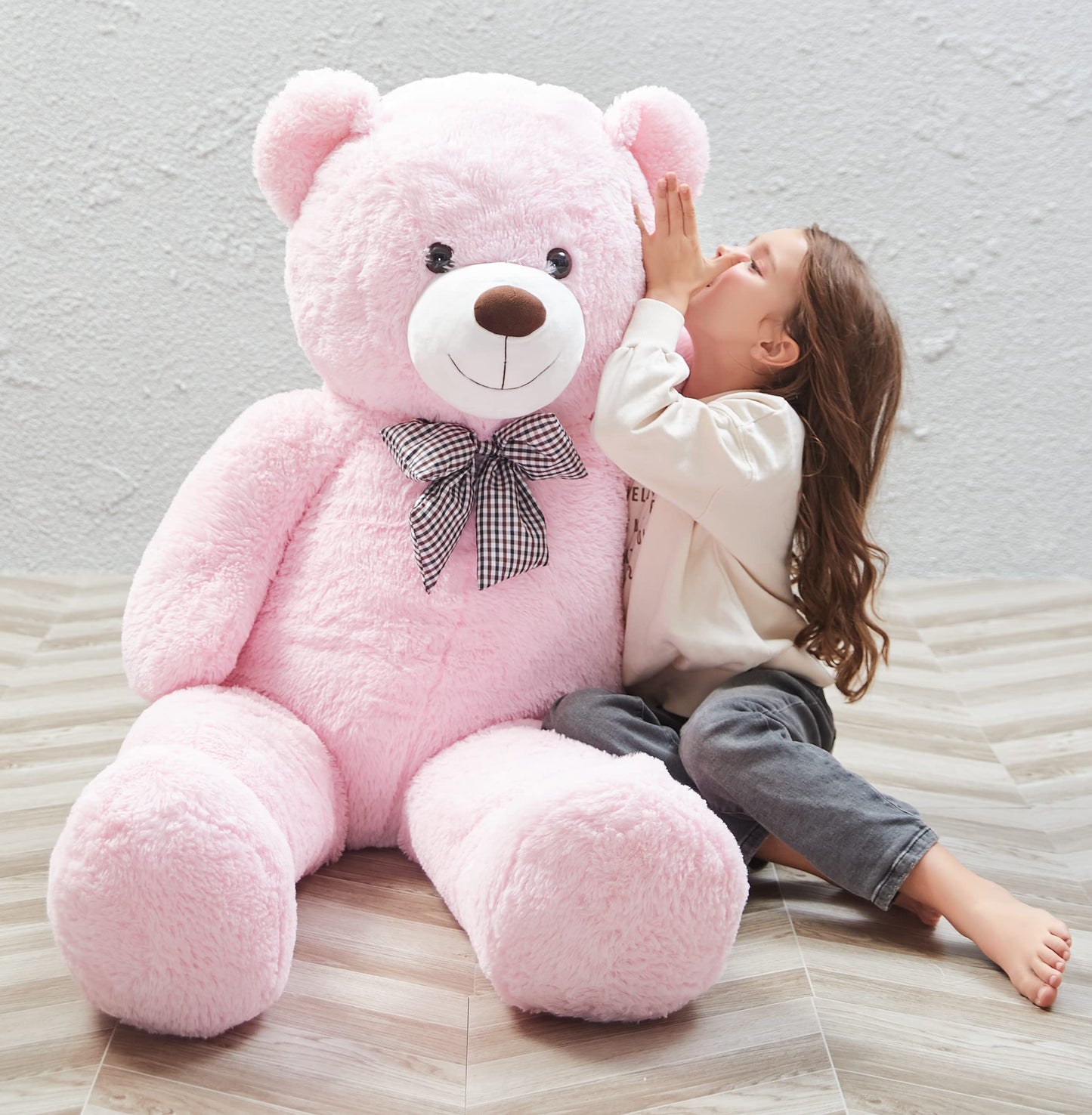 Morismos Giant Teddy Bear Stuffed Animals Purple Plush Toy For Girlfriend Kids Christmas Valentine'S Day Birthday (Pink, 47 Inches)