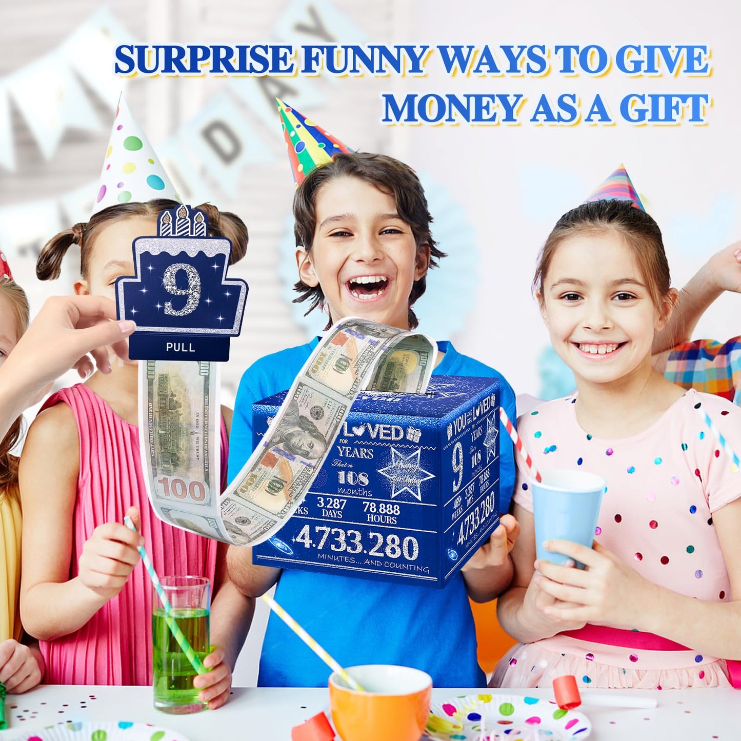 Toyeishi 9 Happy Birthday Money Box For Cash Gift, 9Th Birthday Decorations For Boys And Girls, Gifts For 9 Year Old Boy, Boy Bi