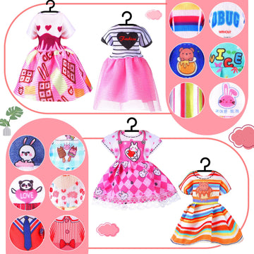 16 Pcs Girl Doll Clothes Lovely Outfits Mini Doll Clothes 6 Inch Dolls Accessories For Kids Birthday Outfit (Cute Girls)