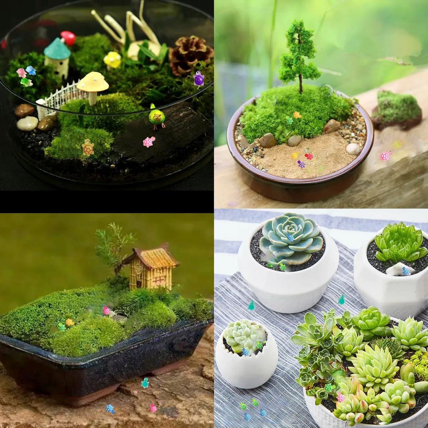 200Pcs Resin Turtle For Crafts Dollhouse Miniatures Resin Mini Things Tiny Turtle For Fairy Garden Dollhouse Micro Landscaping D