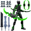 Altuco Assembled T13 Action Figure With Multiple Accessories, Black-Green 3D Printed Multi-Jointed Titan 13 Figure,Dummy 13 Desk