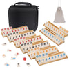 Elanbells 6-8 Players Rummy Game Upgraded Set With 8 Wooden Racks, 214 Tiles, Portable Case, Drawstring Bag And Dice, Board Game
