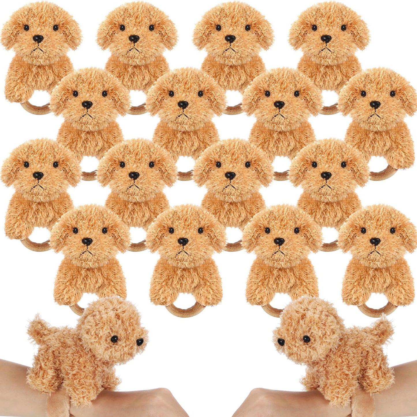 Ceenna 16 Pcs Valentine'S Day Puppy Stuffed Animal Slap Bracelets Cute Puppy Slap Bracelets 8.66 Inch Adorable Puppy Slap Wrist