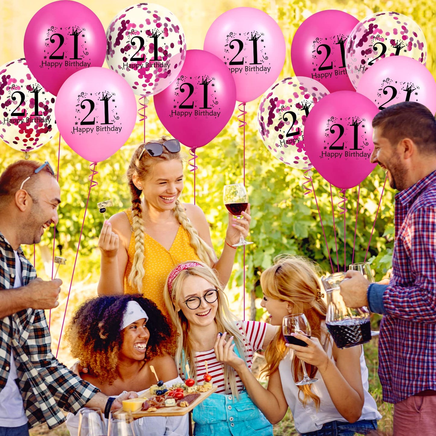 Pink 21St Birthday Balloons 18Pcs Pink Hot Pink Confetti Happy 21St Birthday Latex Balloons Hot Pink 21St Birthday Party Decorations For Women Men 21St Birthday Anniversary Party Supplies 12 Inch