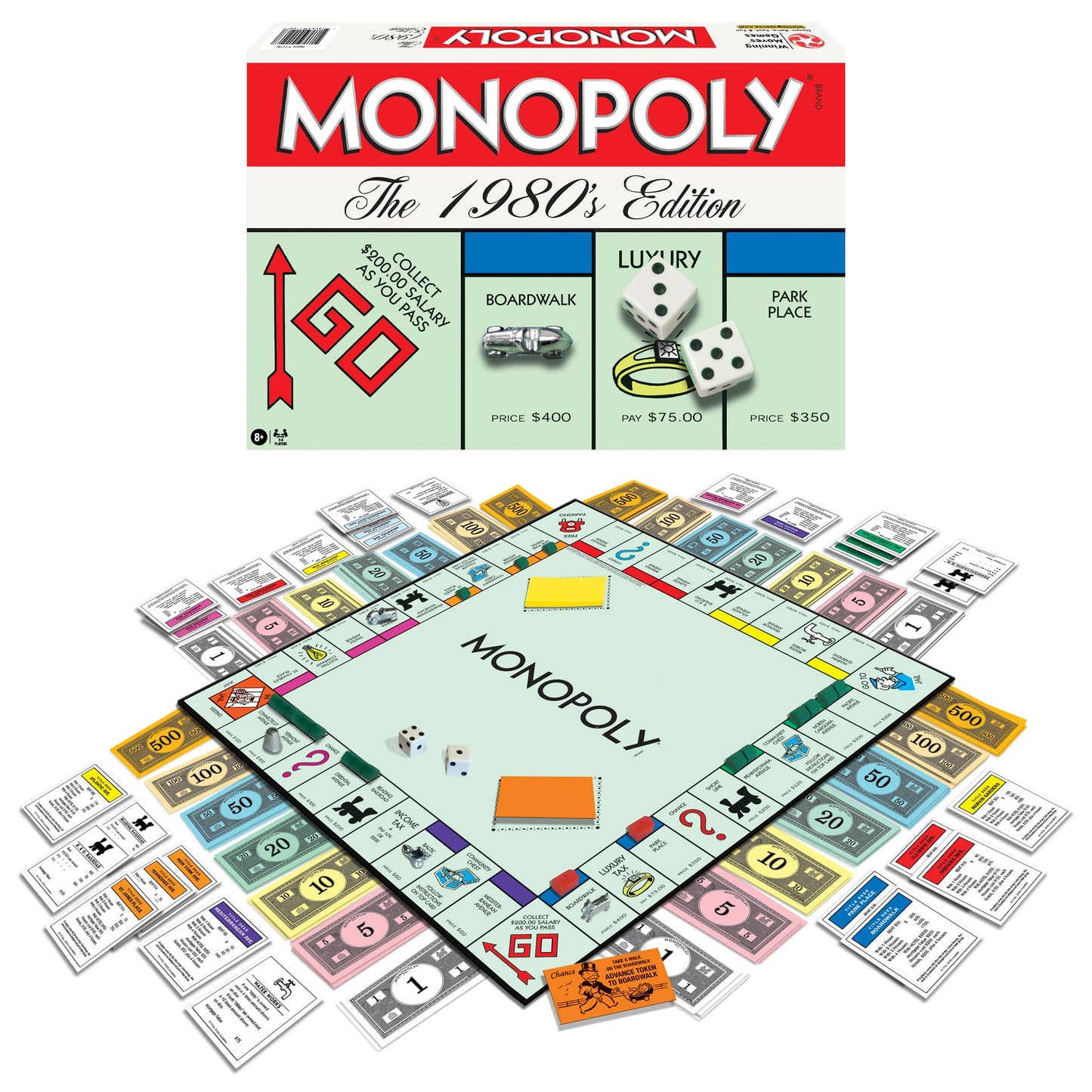 Monopoly The 1980'S Edition With Original 1980'S Artwork & Components Incl. All Classic Tokens, By Winning Moves Games Usa, Classic Family Board Game With Classic Tokens, For 2 To 8 Players, Ages 8+