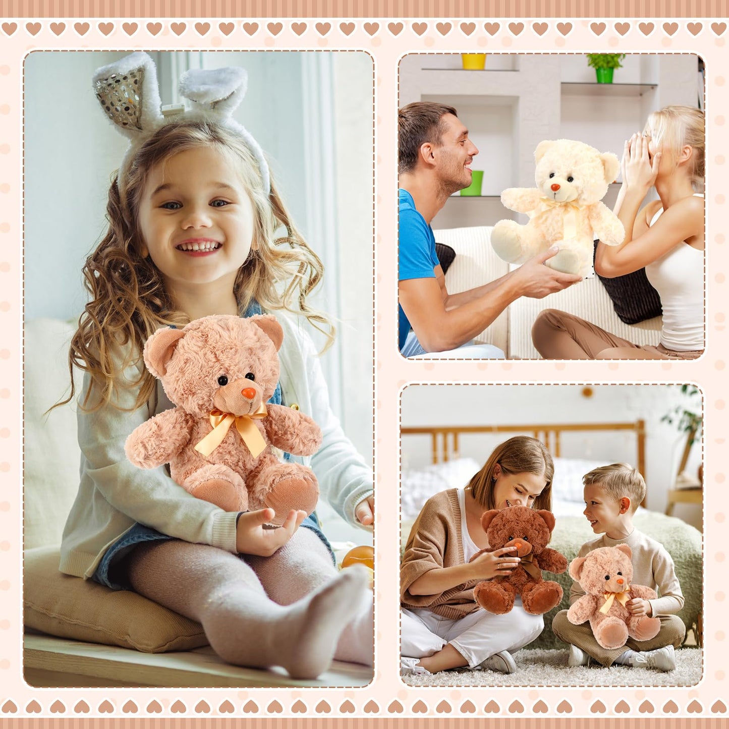 Civaner 9 Packs 8 Inch Valentine'S Day Bear Stuffed Animals Bulk In 9 Colors Plush Bears Doll Toys For Graduation Birthday Weddi