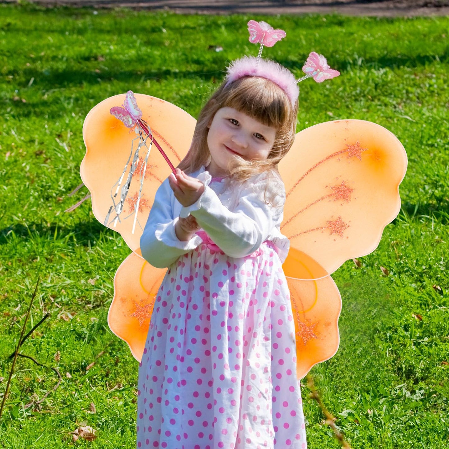 Chivao 15 Set Princess Fairy Wings Set 15 Pcs Butterfly Wings For Girls Butterfly Angel Wings 15 Pcs Fairy Wands Butterfly Costume For Girls Kids Christmas Dress Up Role Play (Colorful)