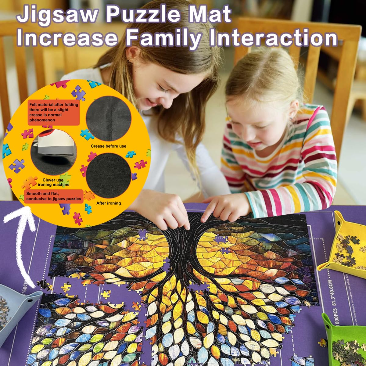 Napzy Puzzle Mat-Jigsaw Puzzles Matt Roll Up To 1500Pcs Roll-Up Puzzled Board Puzzling Organizers And Storage With 8Pcs Jigsaws