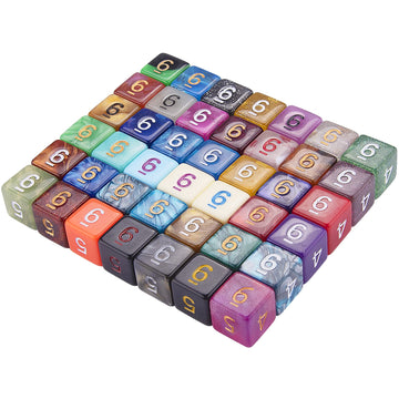 AUSTOR 42 Pieces Polyhedral Dice 6 Sided Game Dice Set Mixed Color Dices Assortment with a Black Velvet Storage Bag for DND RPG