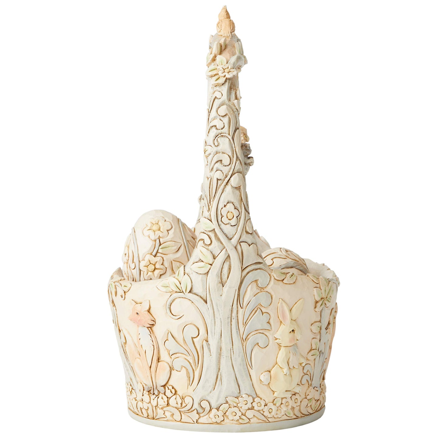 Enesco Jim Shore Heartwood Creek, 8.5-Inch Height, Woodland Basket With 4 Eggs, White