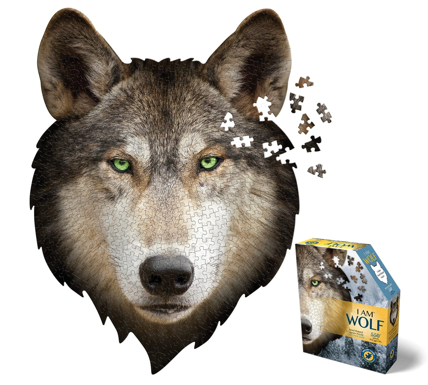 Madd Capp Puzzles - I Am Wolf - 550 Pieces - Animal Shaped Jigsaw Puzzle