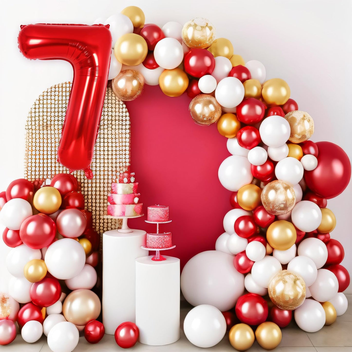 Red Number 7 Balloon 40 Inch, Big Large Foil Helium Number Balloons, Jumbo Giant Mylar Number 7 Balloons For 7 Year Old Birthday