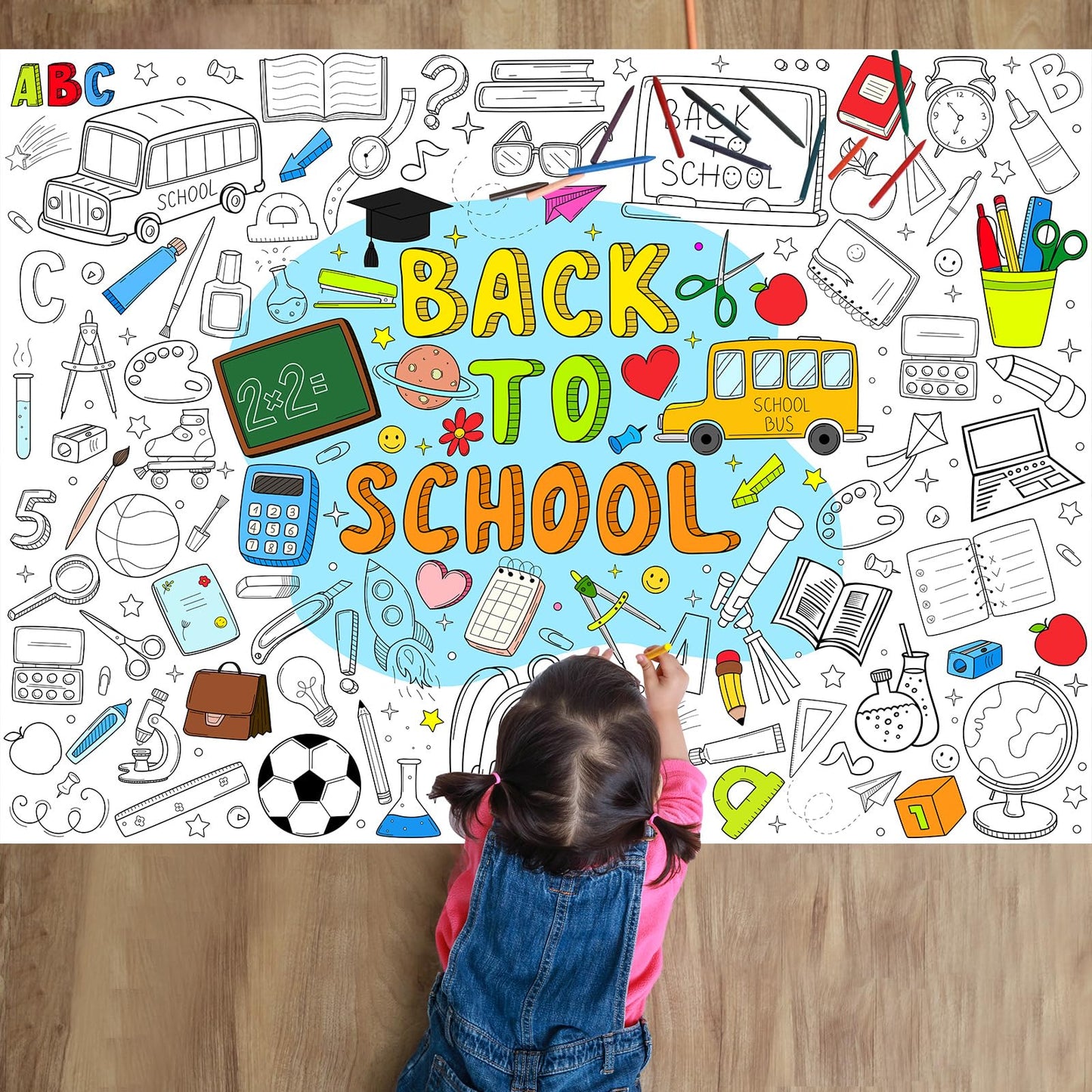 Naozinebi Back To School Coloring Poster For Kids Giant Coloring Poster Large Welcome Back Coloring Tablecloth Jumbo Coloring Bo