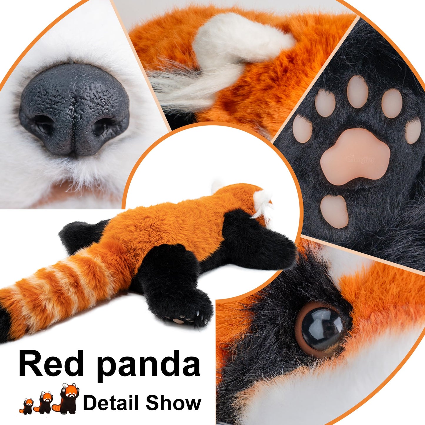 Chongker Red Panda Plush Toy, Large Weighted Stuffed Animal, Handmade Polyester, Cute Red and Brown, Model BPWild-A0001