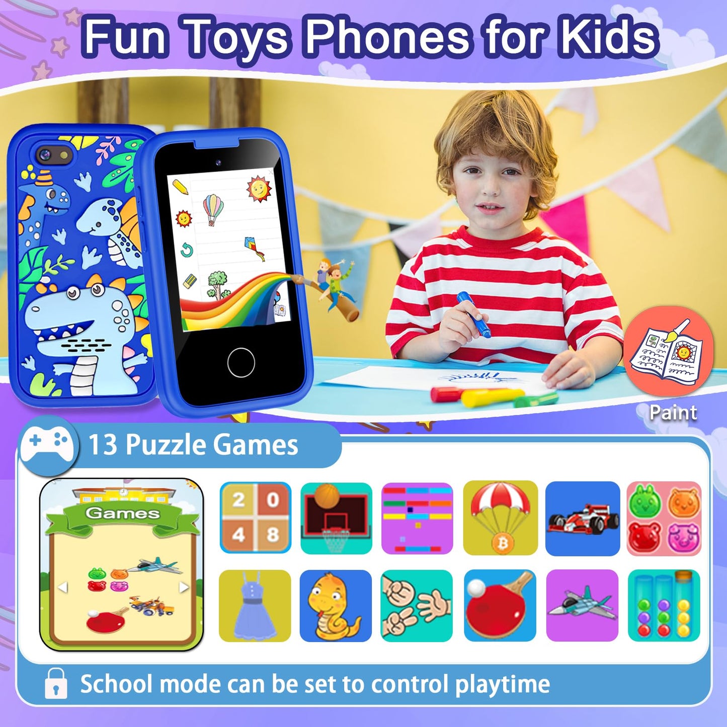 Kids Smart Phone for Boys, Christmas Birthday Gifts for Boy Girl Age 3-10 Kids Toys Cell Phone, 2.8'' Touchscreen Toddler Learni