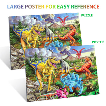Puzzles For Kids Ages 4-8, 6-8, 8-10, Kids Puzzles 100 Piece Big Dinosaur Floor Jigsaw Puzzle For Kids Children Educational Puzzles Toys For Young Boys And Girls