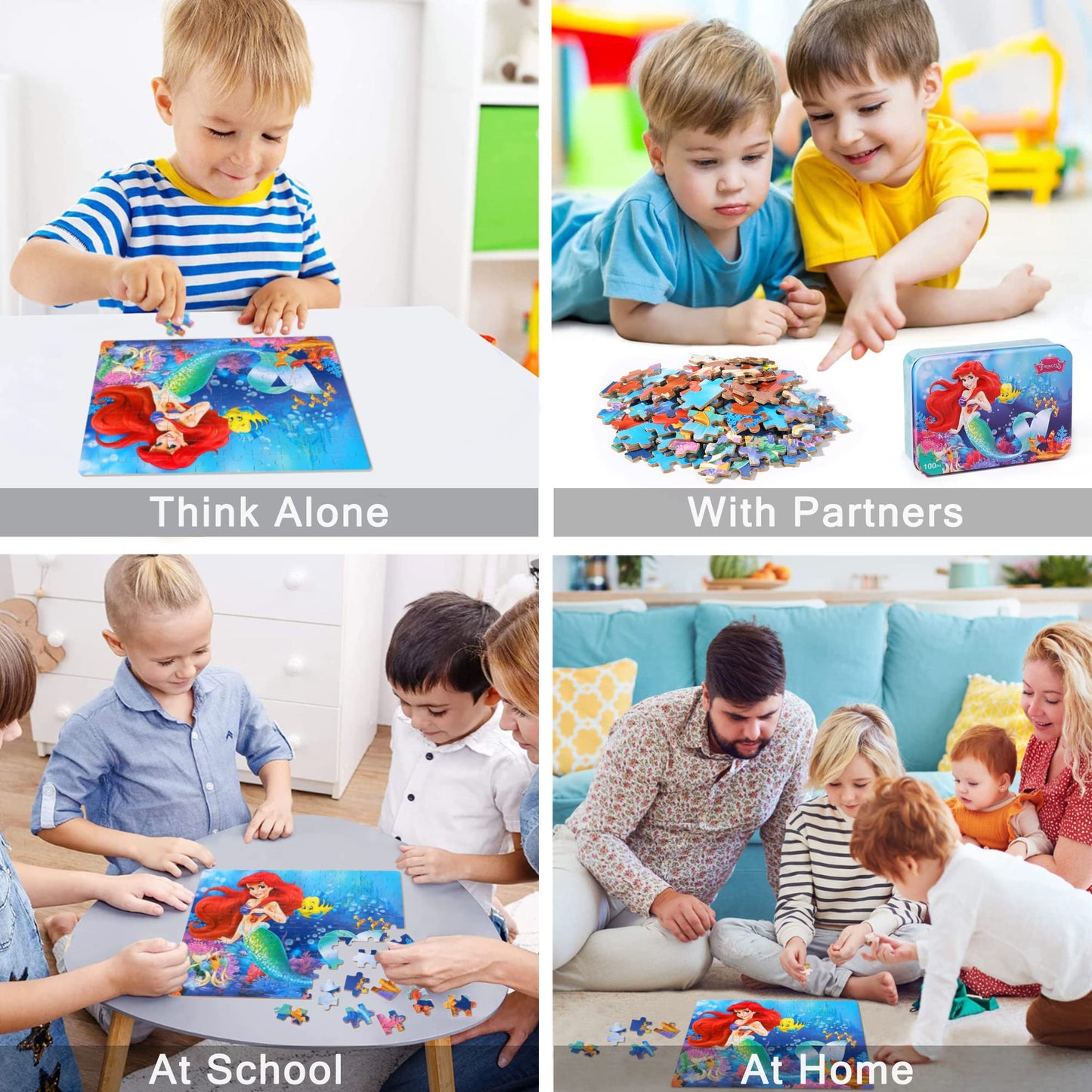Lelemon Pretty Puzzles For Kids Ages 4-8, 60 Piece Snowmen Puzzles For Kids Ages 3-5,Children Jigsaw Puzzles Kids Puzzles In A Metal Box,Educational Learning Puzzle Toys For Girls And Boys