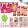 28 Pack Butter Slime Kit Diy Slime Toys For Kids Party Favor Supplies With Love, Lollipop, Candy, Cherry, Donut And Ice Cream,So