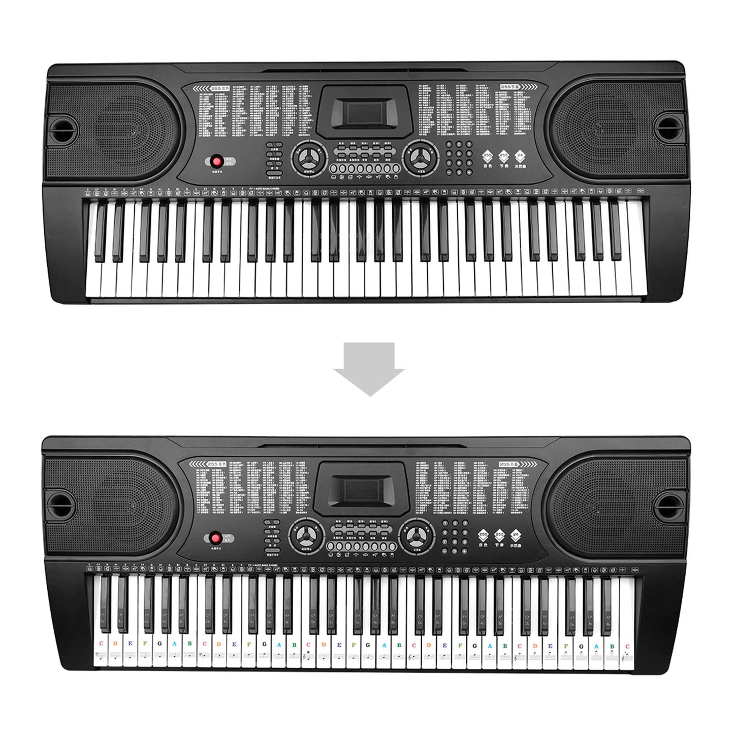 Piano Stickers For Keys, Eison Colorful Piano Keyboard Stickers For 88/61/54/49/37 Full Set Stickers Kids Learning Piano, Removable, Leaves No Residue, Multi-Color,Great Children'S Gift