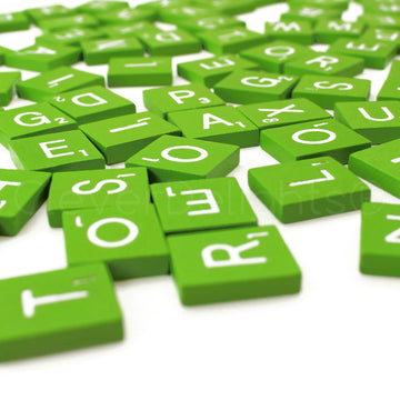 Cleverdelights 100 Wood Letter Tiles - Lime Green Color - Complete Set - Game Replacement Crafts Weddings Scrapbooking