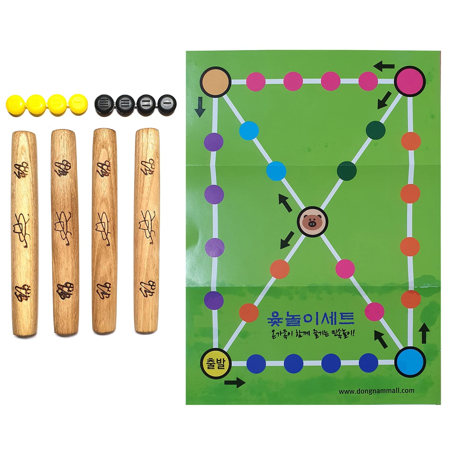 Lenith Yutnori Korean Board Games ??? Yunnori Floor Games For Family, Adults, Party, Strategy Wood Stick Games (Normal)