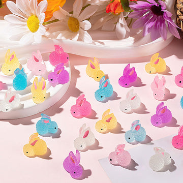 Hfaydzsw 60Pcs Luminous Mini Resin Bunny, Miniature Bunny Figurines, Glow In The Dark Tiny Rabbit Ornament For Garden Landscape