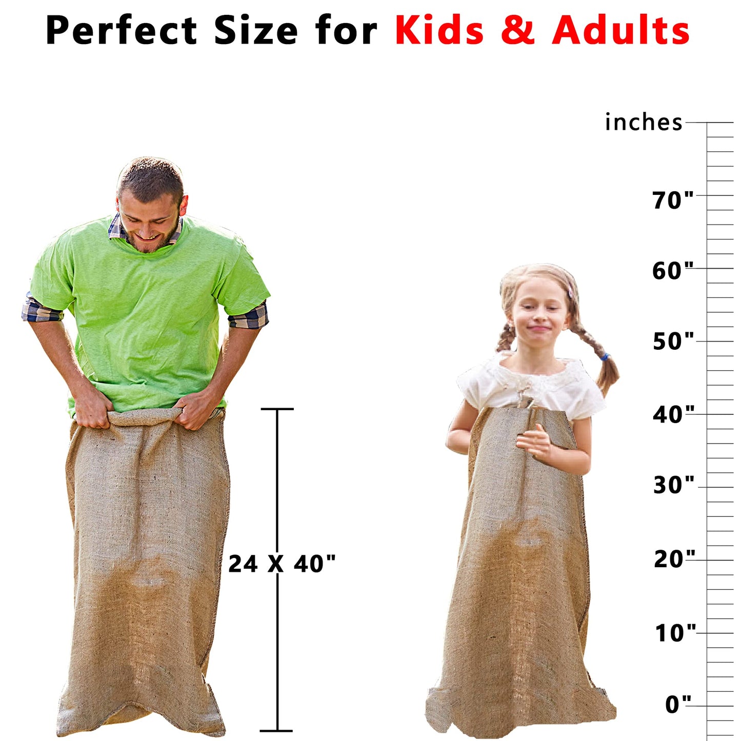 Alytree 4 Pack Burlap Potato Sack Race Bags, 24''X40'' Outdoor Lawn Games For Kids & Adults, Outside Yard Games For Birthday Par