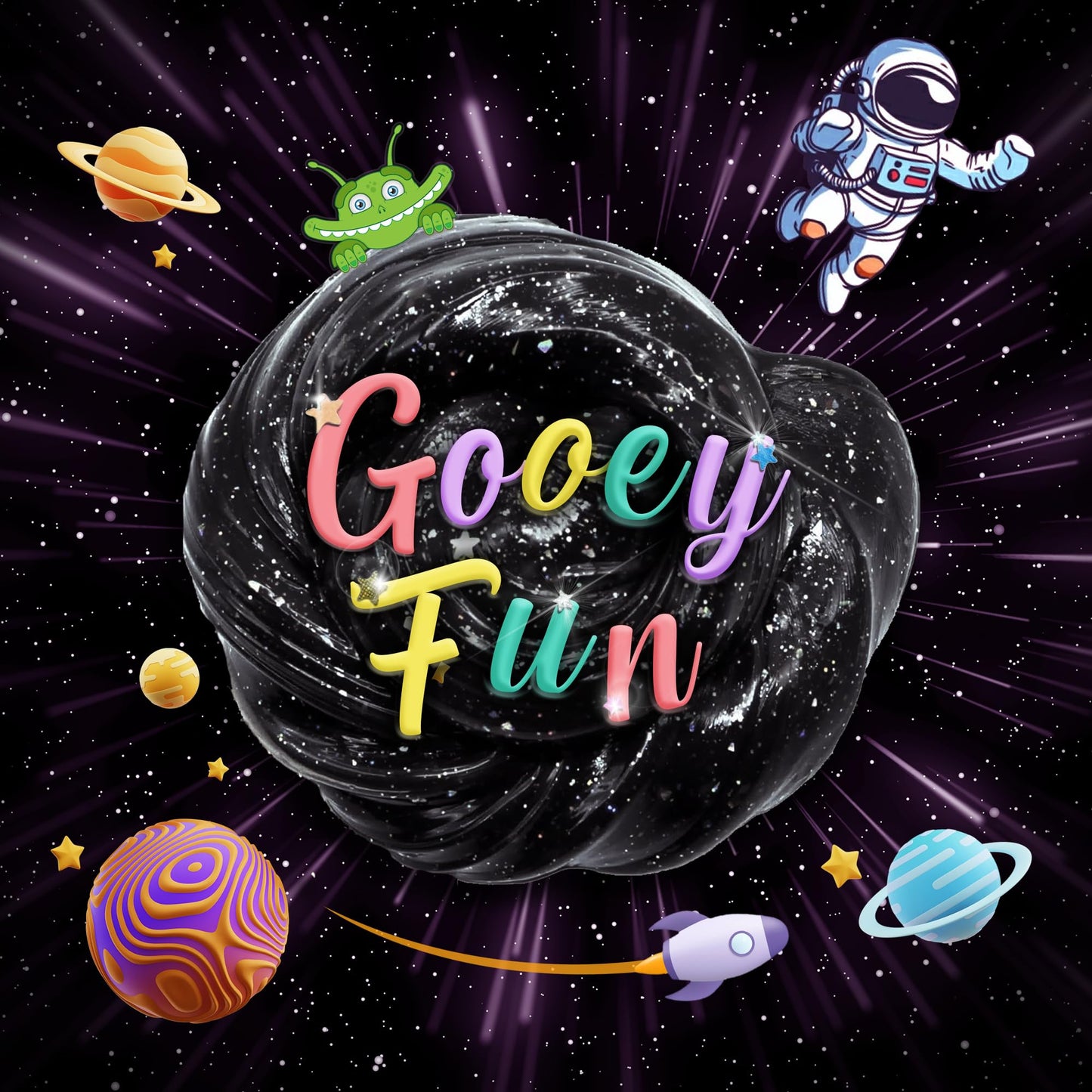 Black Nebula Slime - 24 Pack - Galaxy Star Slime Party Favors For Kids - Non-Sticky, Stress Relief, Arts & Crafts