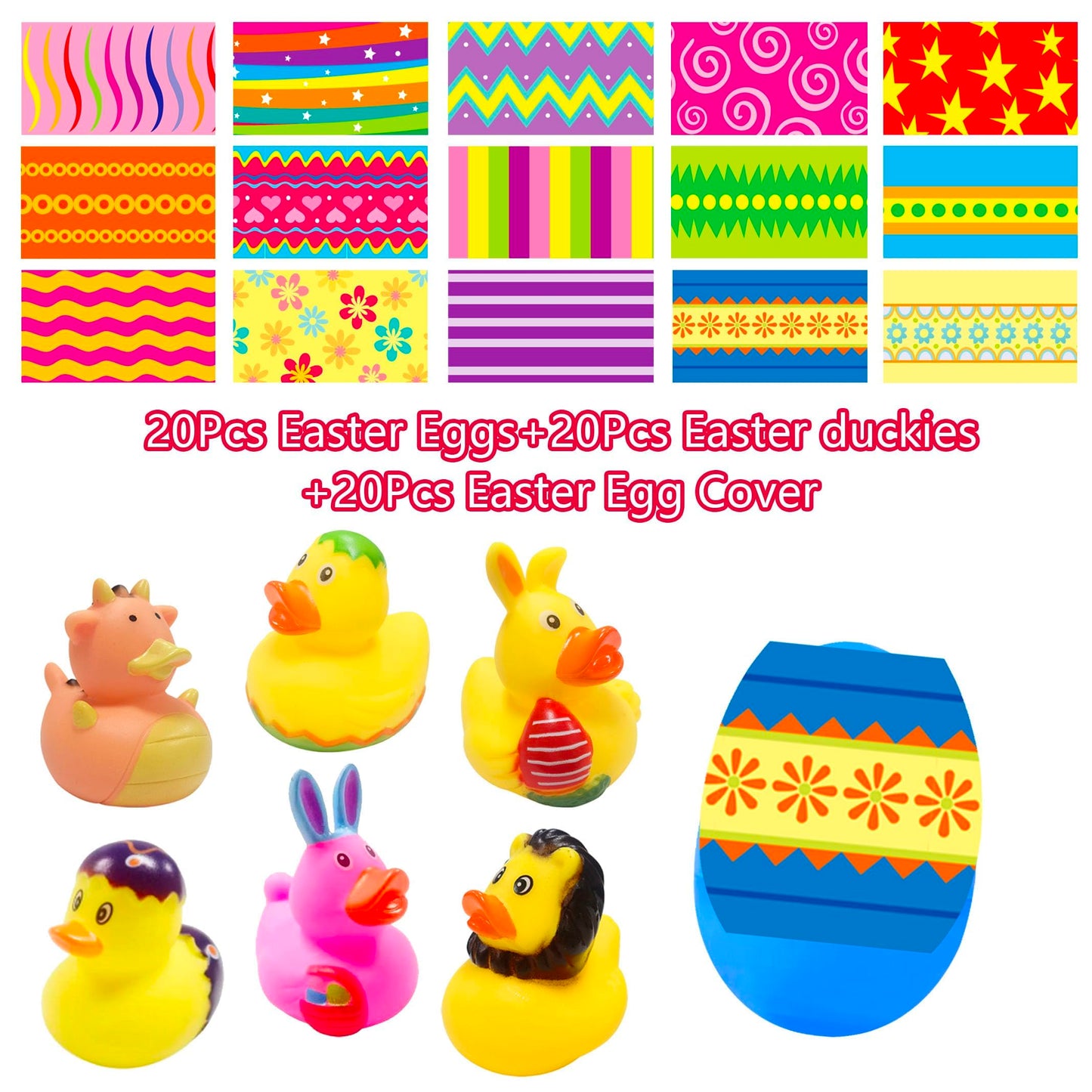 20 Pcs Prefilled Easter Eggs With Rubber Duckies Bright Colorful Easter Eggs Prefilled With Variety Bunny Duckies For Kids Easter Basket Stuffers And Party Favors