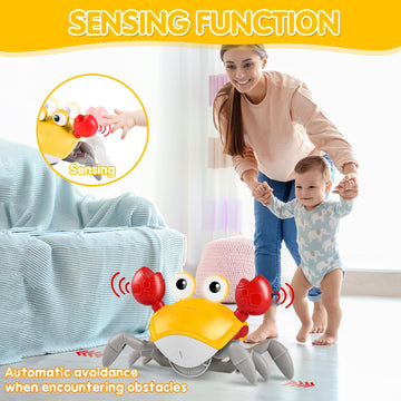 Crawling Crab Baby Toys, Tummy Time Toys For 3 4 5 6 7 8 9 10 11 12 Boy Girl With Music&Speed Control, Dancing Walking Crawly Cr