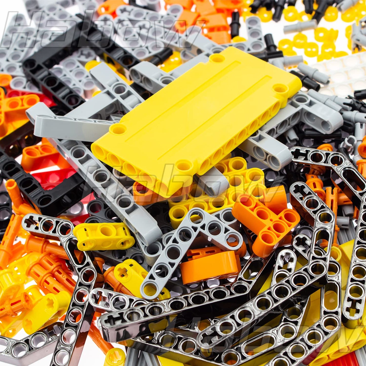 Habow 420Pcs Technic-Parts -Pin-Connector Compatible With Lego-Technic, Technic-Beam Frame Plate Liftarm Wheels Tire Etc. Moc Replacement Pieces For Toy Building Sets