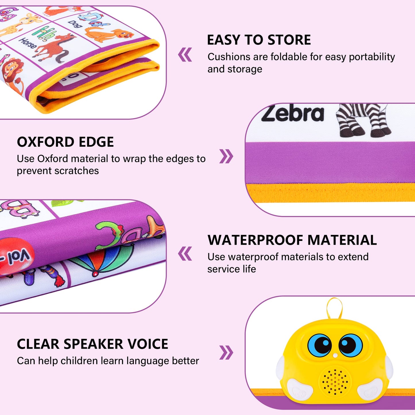 Alphabet Wall Chart, Talking Abc, Music Poster, Kids Learning Toys For Toddlers 2-4, Interactive Educational Toddler Montessori Toys, Birthday Gifts For Age 1 2 3 4 5 Year Old Girls Boys - Purple
