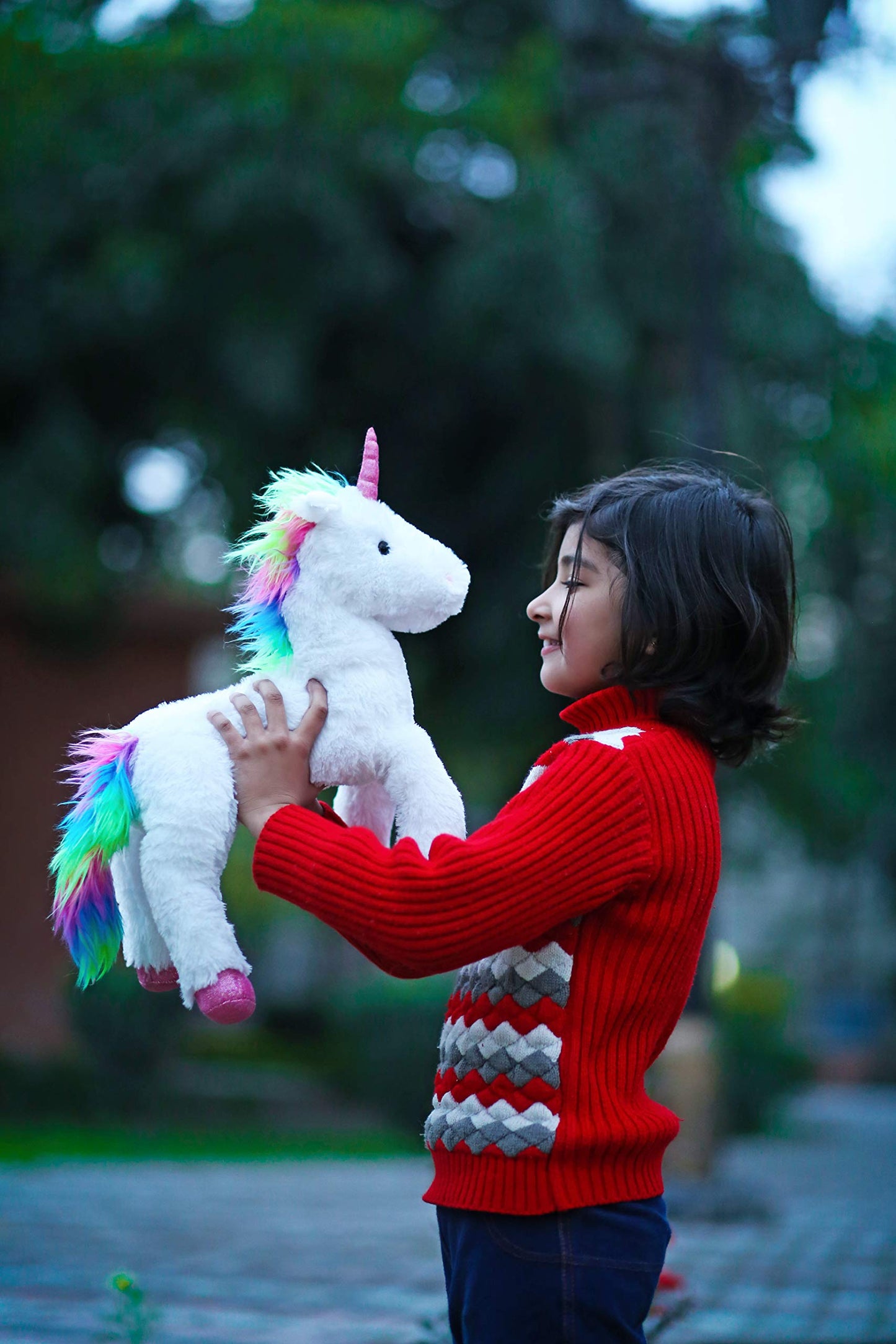 Plushland Fluffy Plush Rainbow Unicorn Stuffed Animal Toy 14 Inches - Cuddly Autism Adhd Soft Magical Gifts Present Birthday Love Girlfriend Pal Buddies Friendship