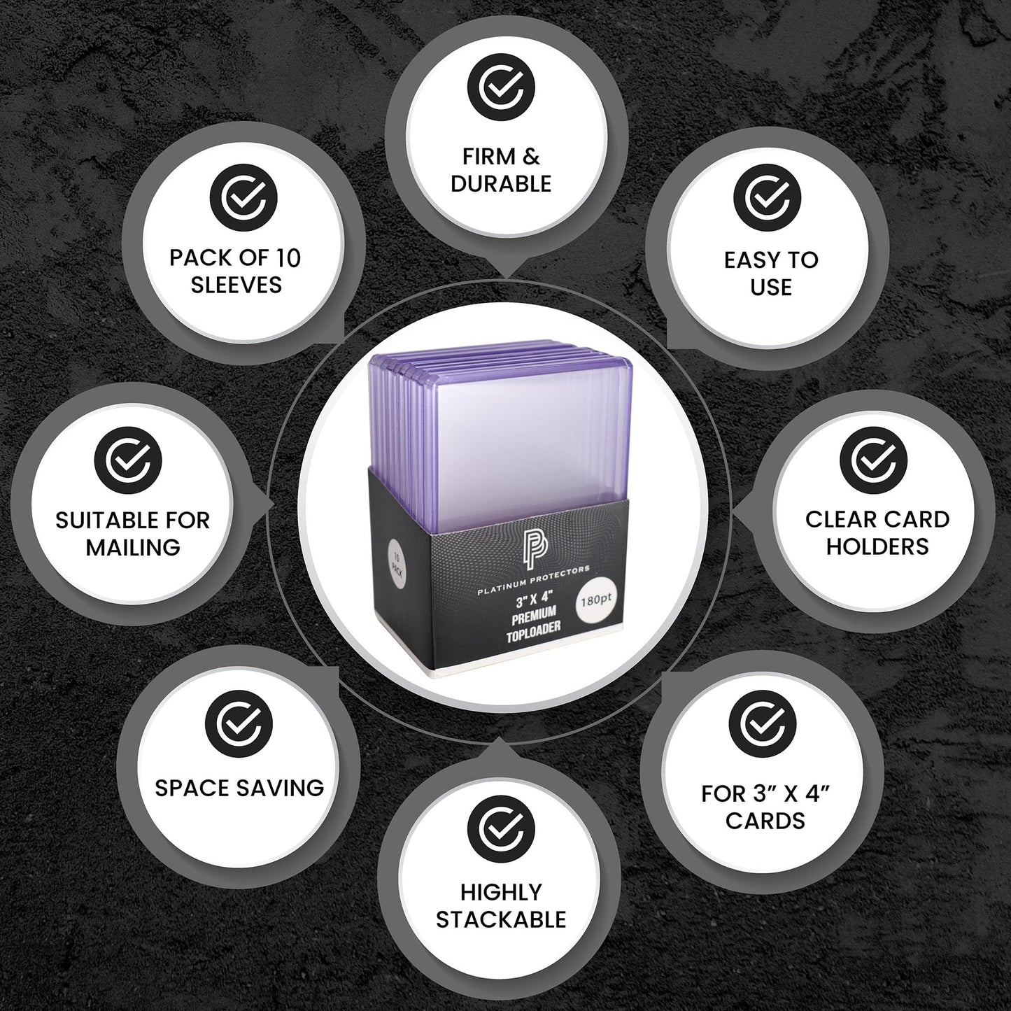 Platinum Protectors enhanced 180pt Toploaders Trading Card Protectors (10-Count) - Clear Hard Plastic Top Loader Sleeves for Thick Cards