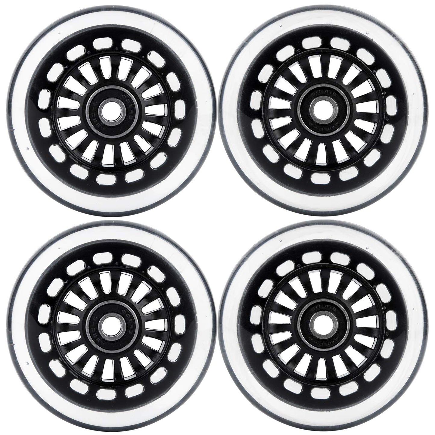 Aowish Ride On Swing Twist Wiggle Car Polyurethane Replacement Wheels W/Bearings Abec-9 (2 Front Wheels With Convex Hub, 2 Rear Wheels With Concave Hub) (Black)