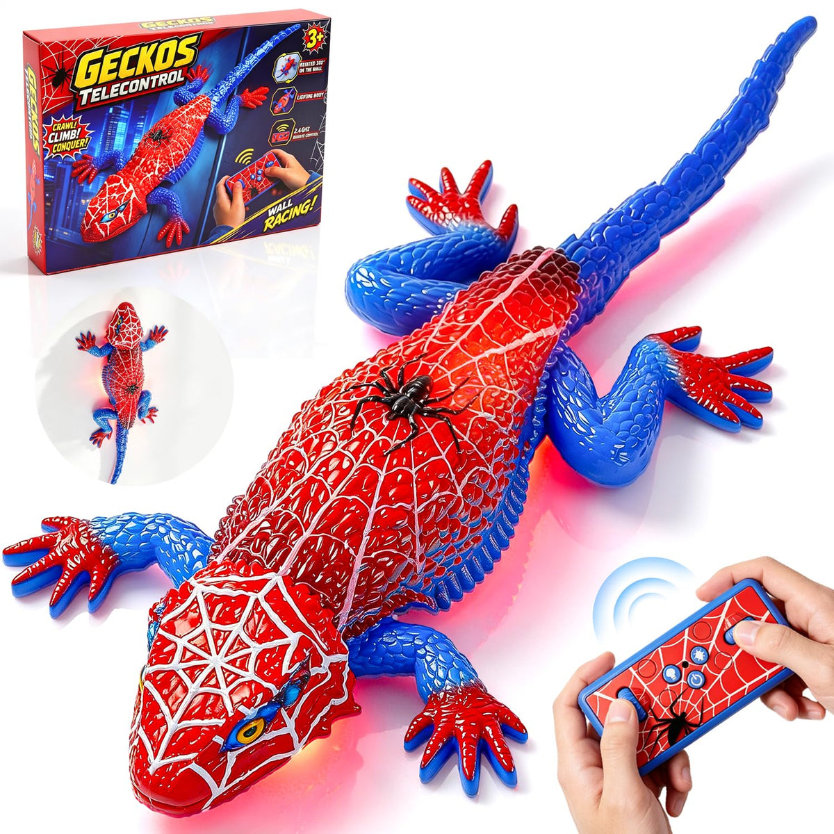 TPCSCH Wall Climbing Gecko Spider Style, Rechargeable RC Robot Toy for Kids