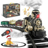JUQU Electric Christmas Train Set for Kids Ages 4-8 - Remote Control Steam Train Set with Smoke, Lights, Whistle & Tracks, Model